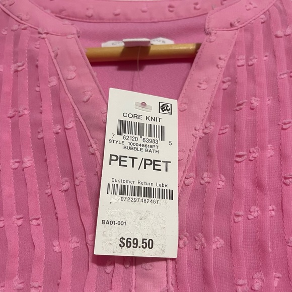 Charter Club Petite Double-Ruffle Textured Pintuck Top Pink - Picture 8 of 10